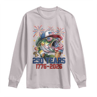 America 250th Fishing Long Sleeve Shirt Patriotic Bass Fish American Flag