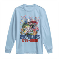 America 250th Fishing Long Sleeve Shirt Patriotic Bass Fish American Flag