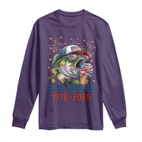 America 250th Fishing Long Sleeve Shirt Patriotic Bass Fish American Flag