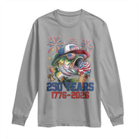 America 250th Fishing Long Sleeve Shirt Patriotic Bass Fish American Flag