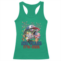 America 250th Fishing Racerback Tank Top Patriotic Bass Fish American Flag
