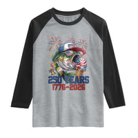 America 250th Fishing Raglan Shirt Patriotic Bass Fish American Flag