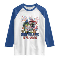 America 250th Fishing Raglan Shirt Patriotic Bass Fish American Flag