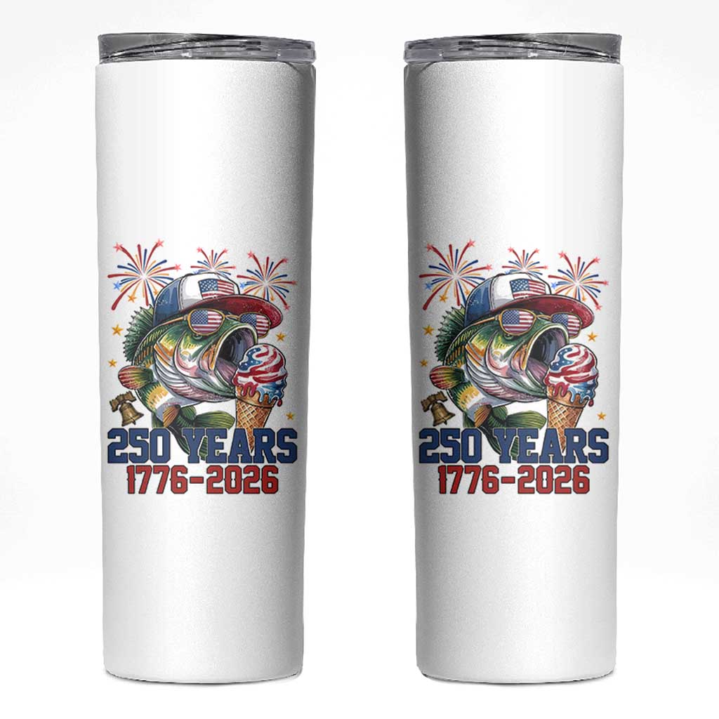 America 250th Fishing Skinny Tumbler Patriotic Bass Fish American Flag