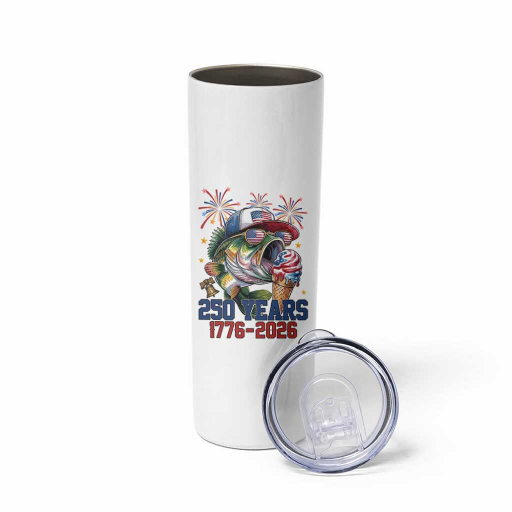 America 250th Fishing Skinny Tumbler Patriotic Bass Fish American Flag