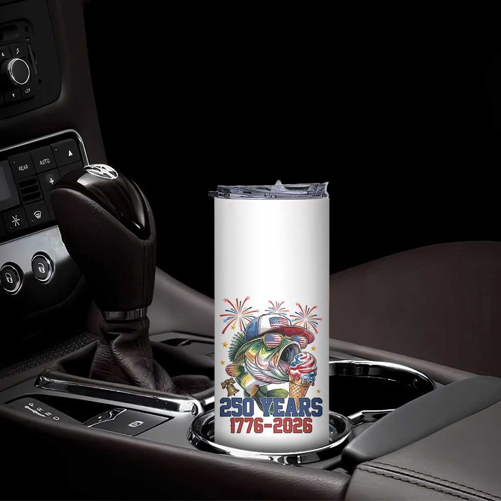 America 250th Fishing Skinny Tumbler Patriotic Bass Fish American Flag