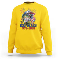 America 250th Fishing Sweatshirt Patriotic Bass Fish American Flag