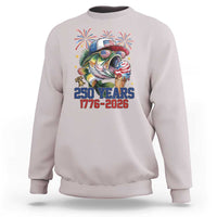 America 250th Fishing Sweatshirt Patriotic Bass Fish American Flag