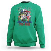 America 250th Fishing Sweatshirt Patriotic Bass Fish American Flag