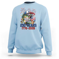 America 250th Fishing Sweatshirt Patriotic Bass Fish American Flag
