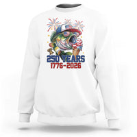 America 250th Fishing Sweatshirt Patriotic Bass Fish American Flag