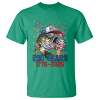 America 250th Fishing T Shirt Patriotic Bass Fish American Flag