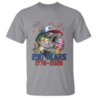 America 250th Fishing T Shirt Patriotic Bass Fish American Flag