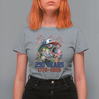 America 250th Fishing T Shirt For Women Patriotic Bass Fish American Flag