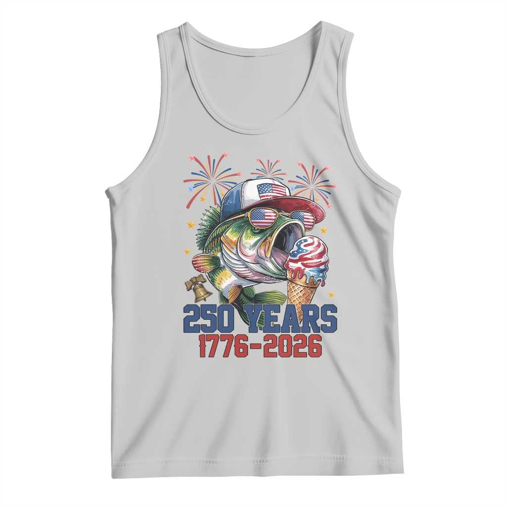 America 250th Fishing Tank Top Patriotic Bass Fish American Flag