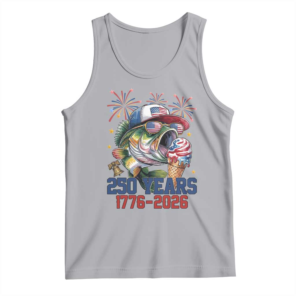America 250th Fishing Tank Top Patriotic Bass Fish American Flag