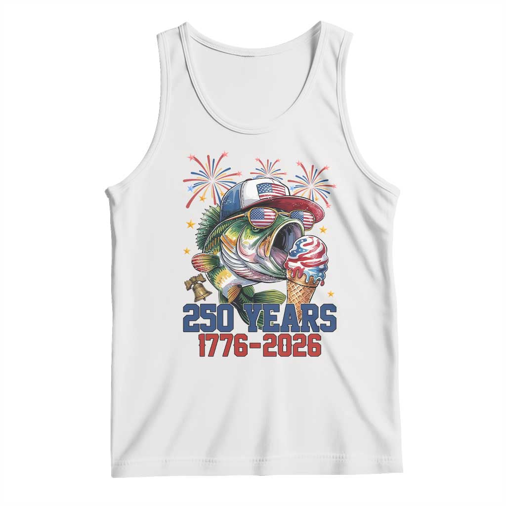 America 250th Fishing Tank Top Patriotic Bass Fish American Flag