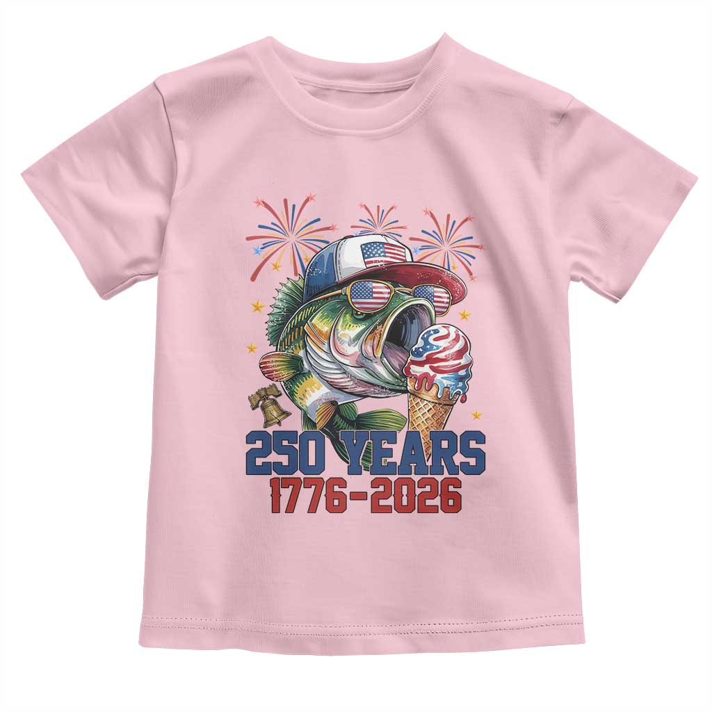 America 250th Fishing Toddler T Shirt Patriotic Bass Fish American Flag