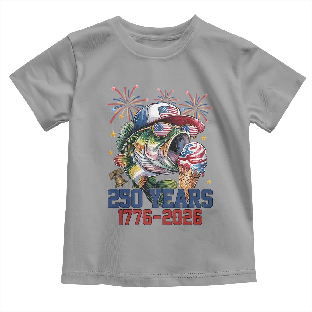 America 250th Fishing Toddler T Shirt Patriotic Bass Fish American Flag
