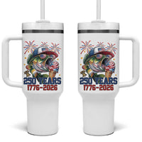 America 250th Fishing Tumbler With Handle Patriotic Bass Fish American Flag