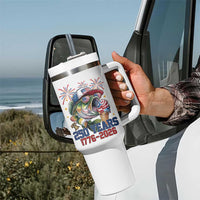 America 250th Fishing Tumbler With Handle Patriotic Bass Fish American Flag