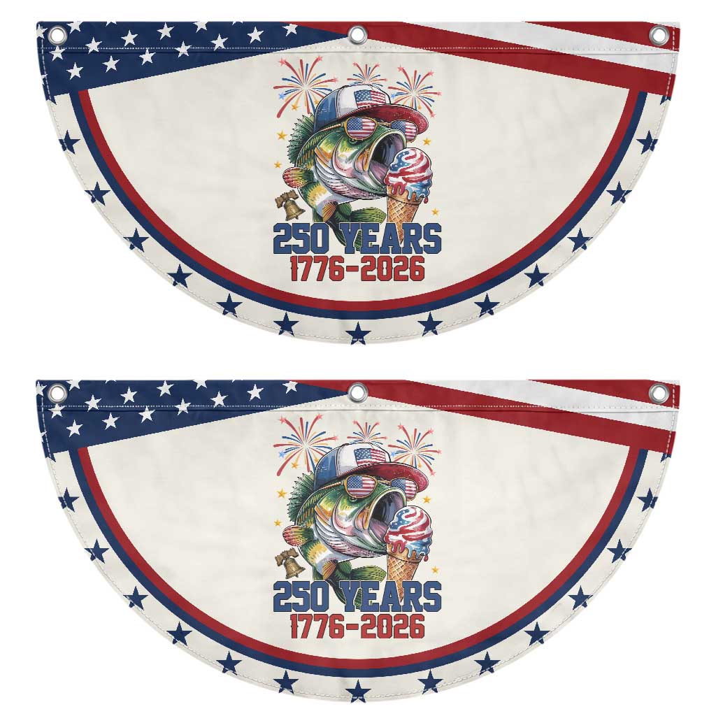 America 250th Fishing Patriotic Fan Flag Bass Fish American Flag