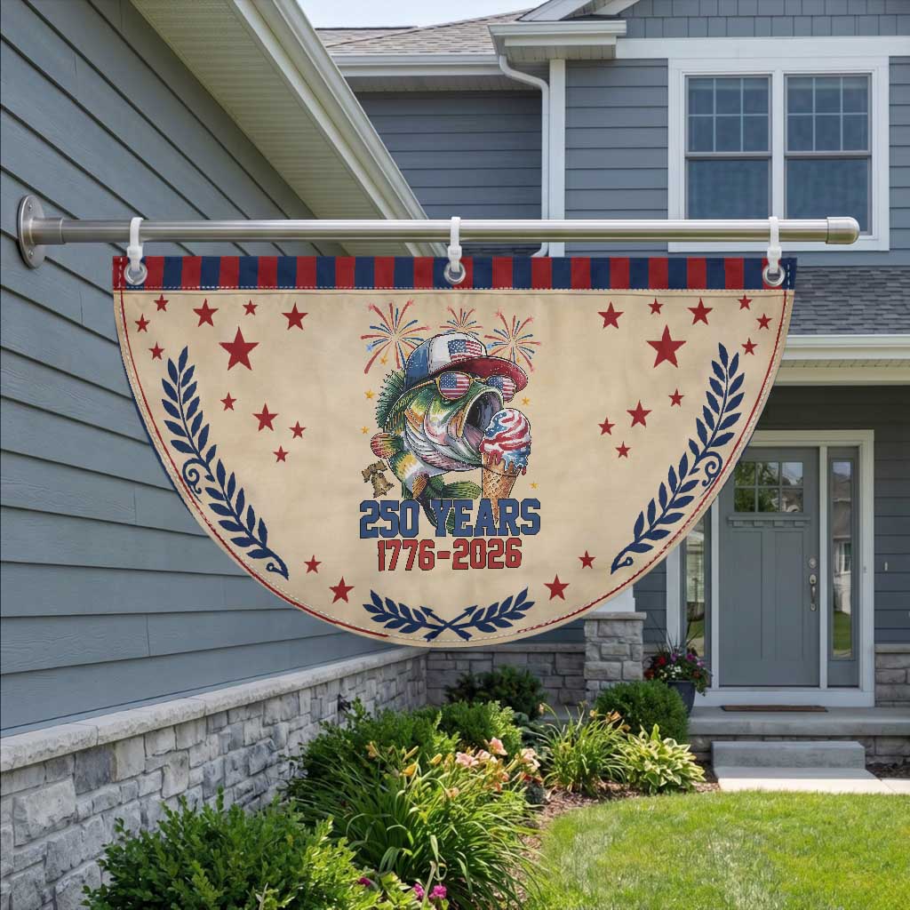 America 250th Fishing Patriotic Fan Flag Bass Fish American Flag
