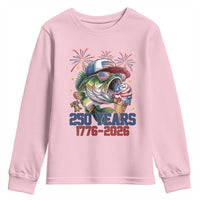 America 250th Fishing Youth Sweatshirt Patriotic Bass Fish American Flag
