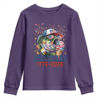 America 250th Fishing Youth Sweatshirt Patriotic Bass Fish American Flag