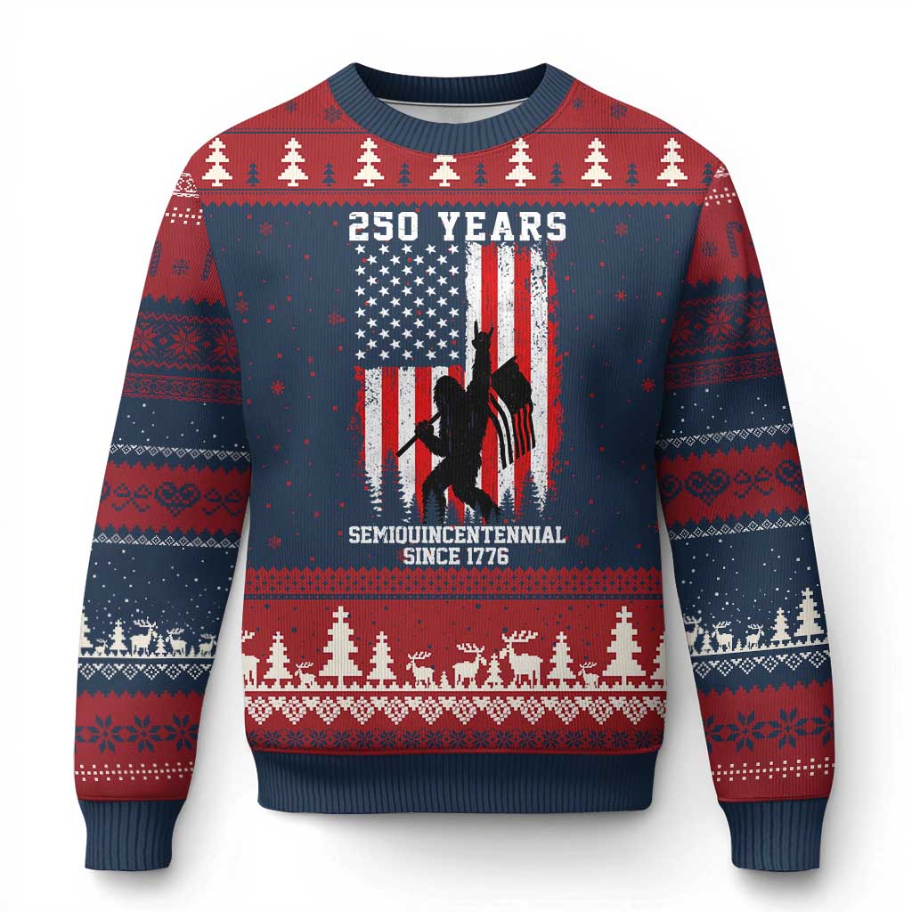 250th Anniversary USA Ugly Christmas Sweater Bigfoot Patriotic American USA Flag