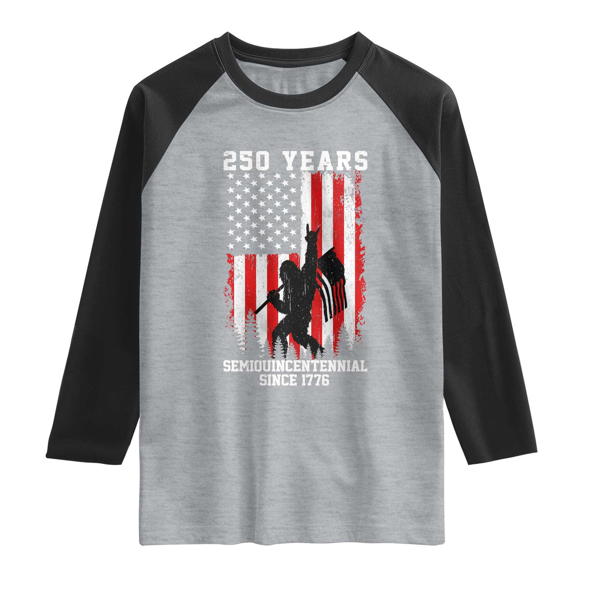 250th Anniversary USA Raglan Shirt Bigfoot Patriotic American USA Flag