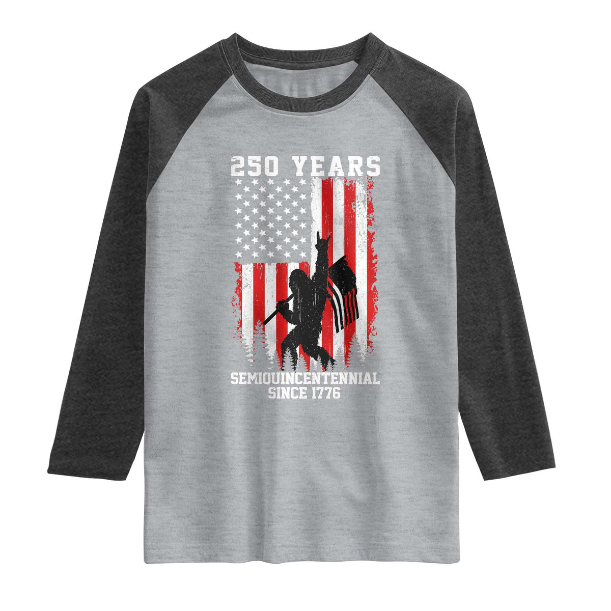 250th Anniversary USA Raglan Shirt Bigfoot Patriotic American USA Flag