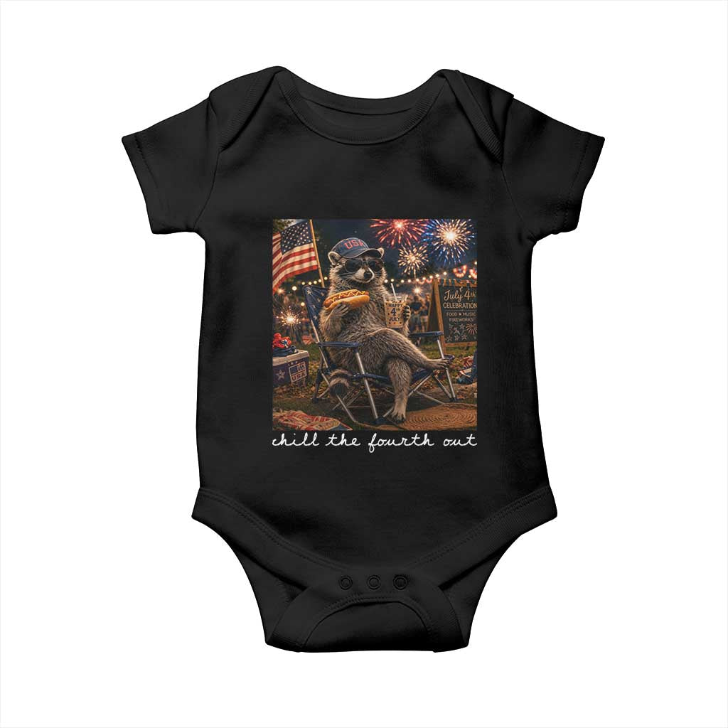 Funny Raccoon 4th of July Baby Onesie Chill The Fourth Out