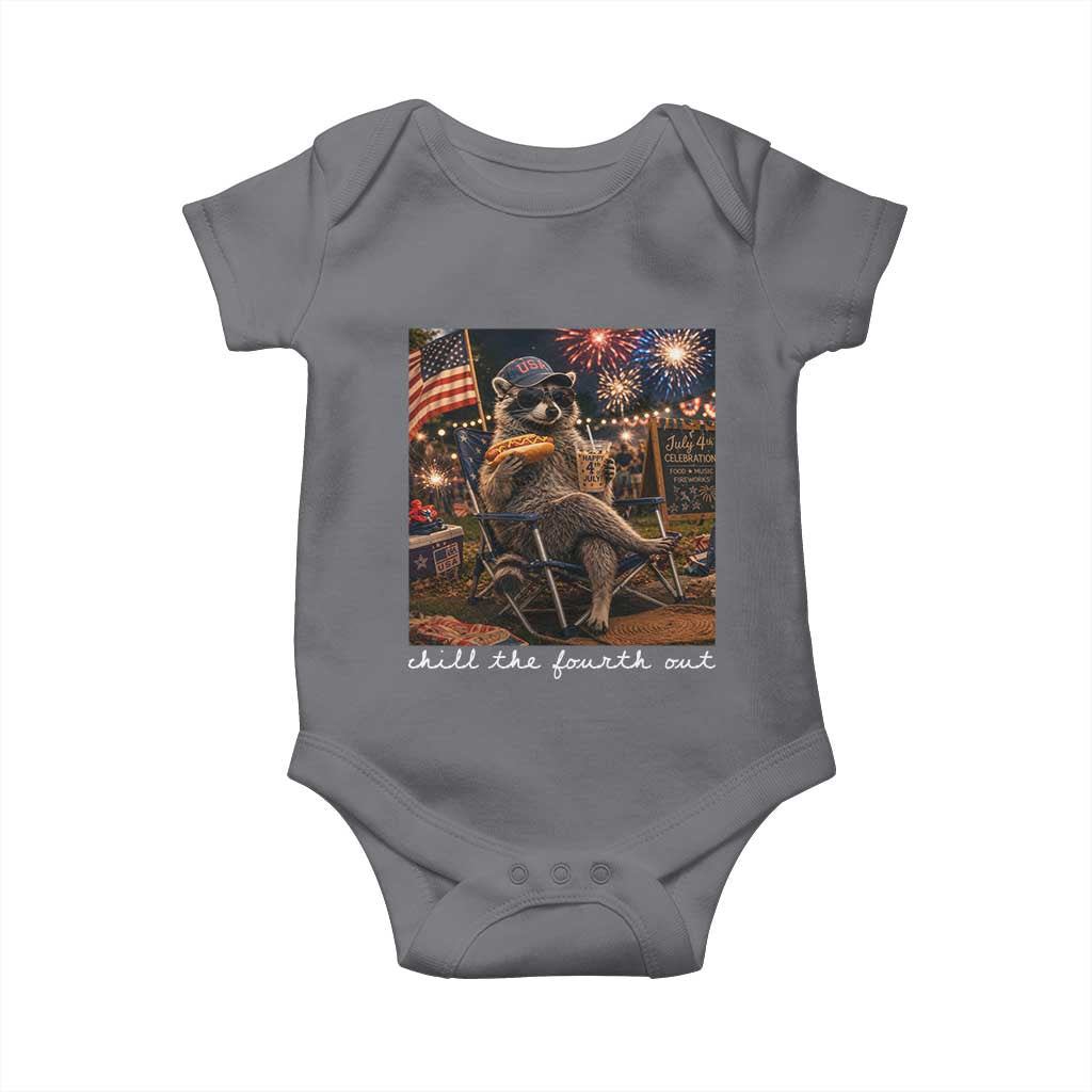 Funny Raccoon 4th of July Baby Onesie Chill The Fourth Out