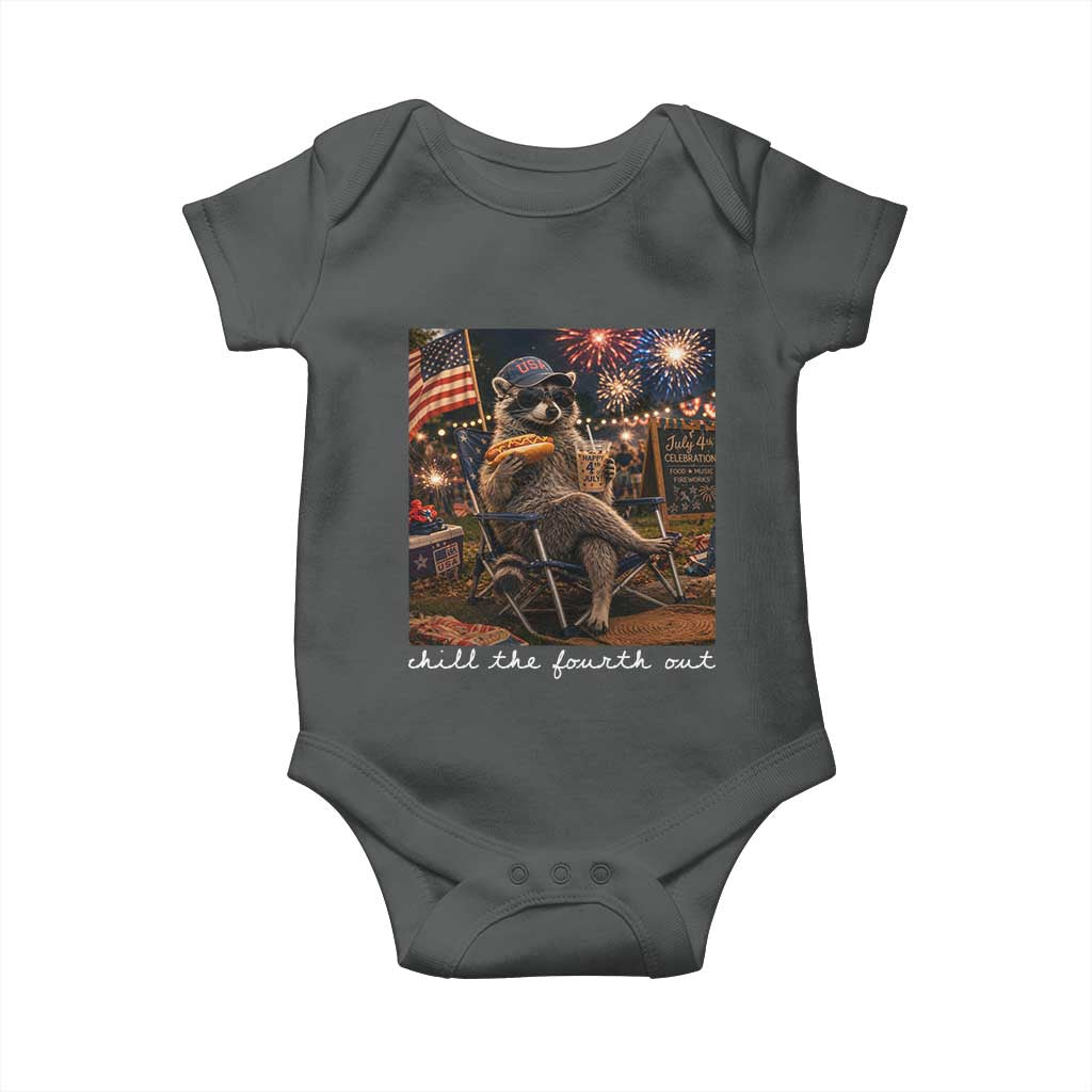 Funny Raccoon 4th of July Baby Onesie Chill The Fourth Out