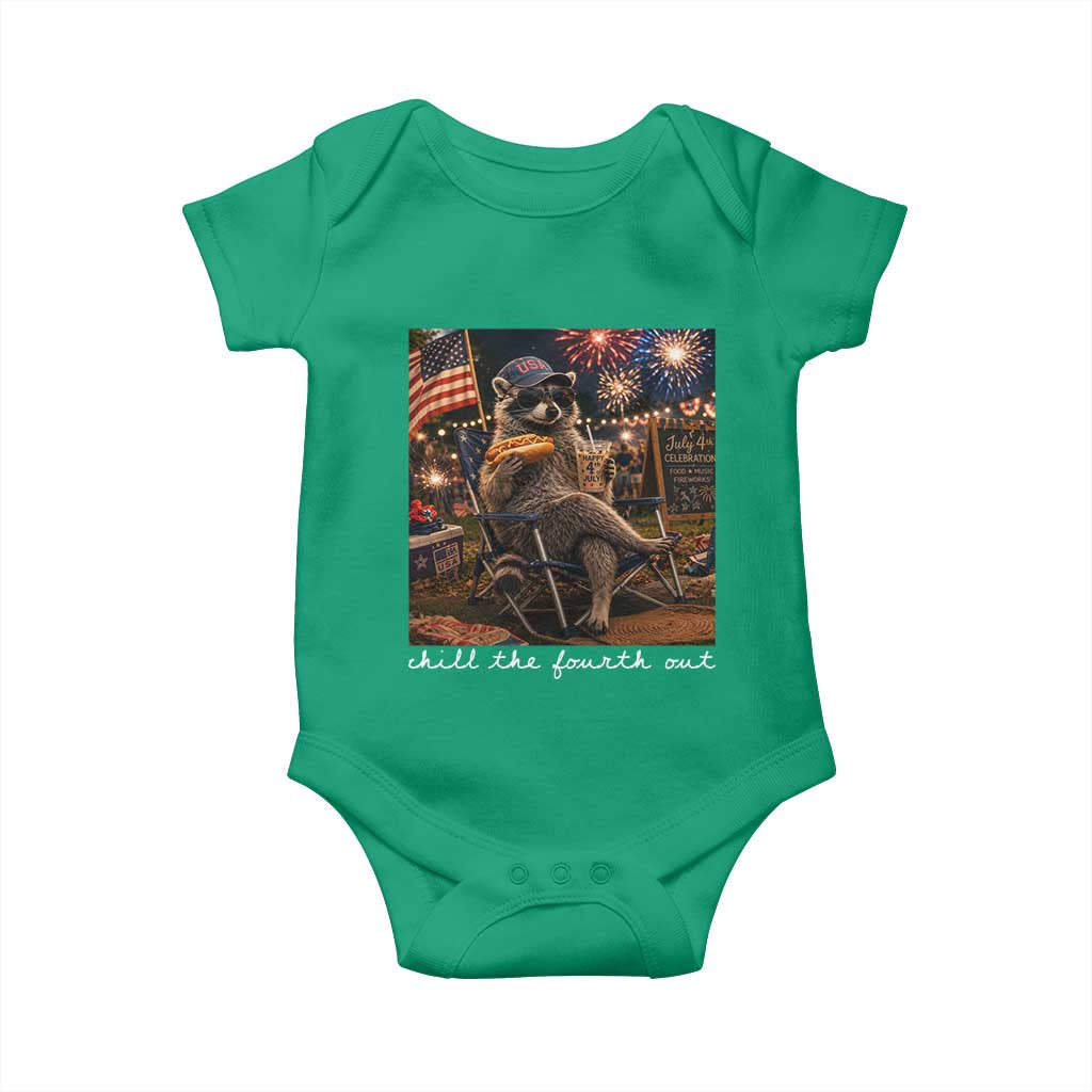 Funny Raccoon 4th of July Baby Onesie Chill The Fourth Out