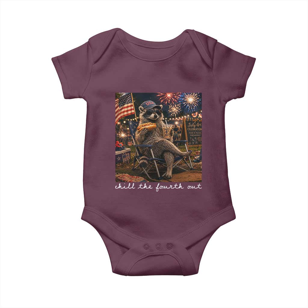 Funny Raccoon 4th of July Baby Onesie Chill The Fourth Out