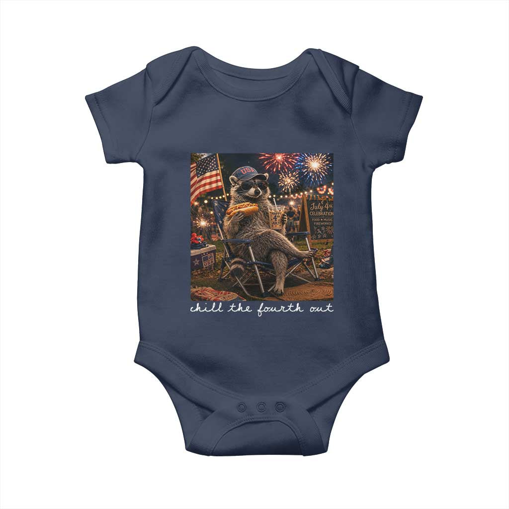 Funny Raccoon 4th of July Baby Onesie Chill The Fourth Out