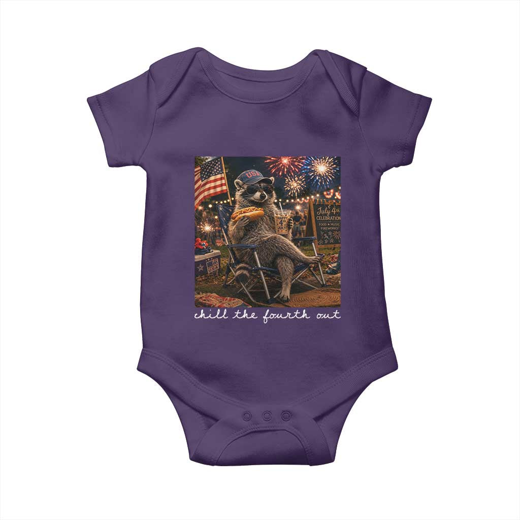 Funny Raccoon 4th of July Baby Onesie Chill The Fourth Out