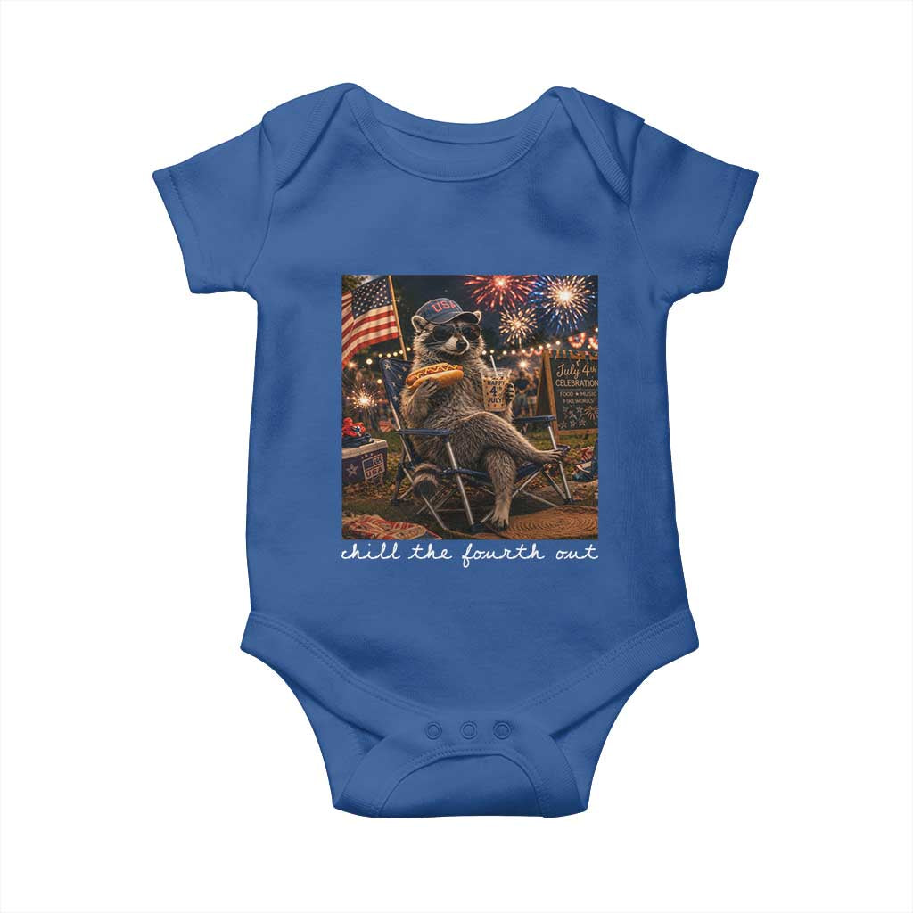Funny Raccoon 4th of July Baby Onesie Chill The Fourth Out