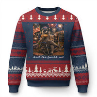 Funny Raccoon 4th of July Ugly Christmas Sweater Chill The Fourth Out