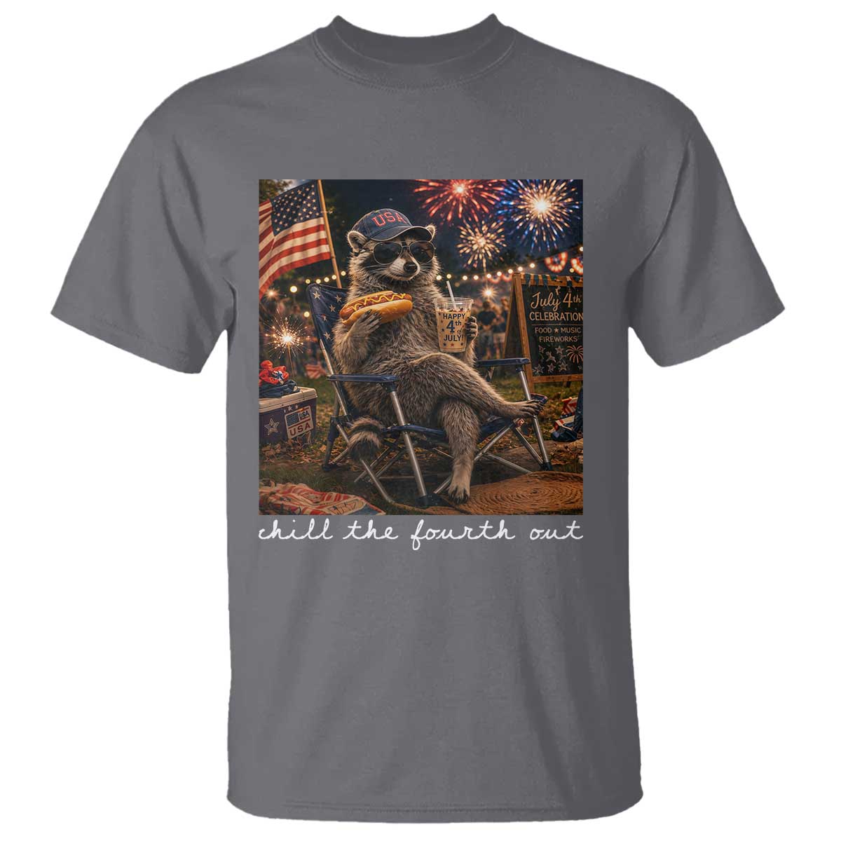 Funny Raccoon 4th of July T Shirt Chill The Fourth Out