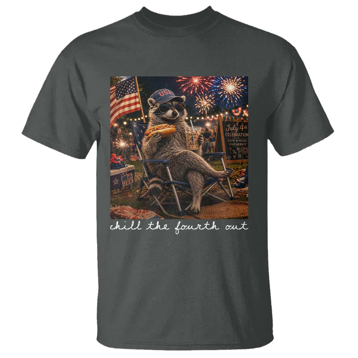 Funny Raccoon 4th of July T Shirt Chill The Fourth Out