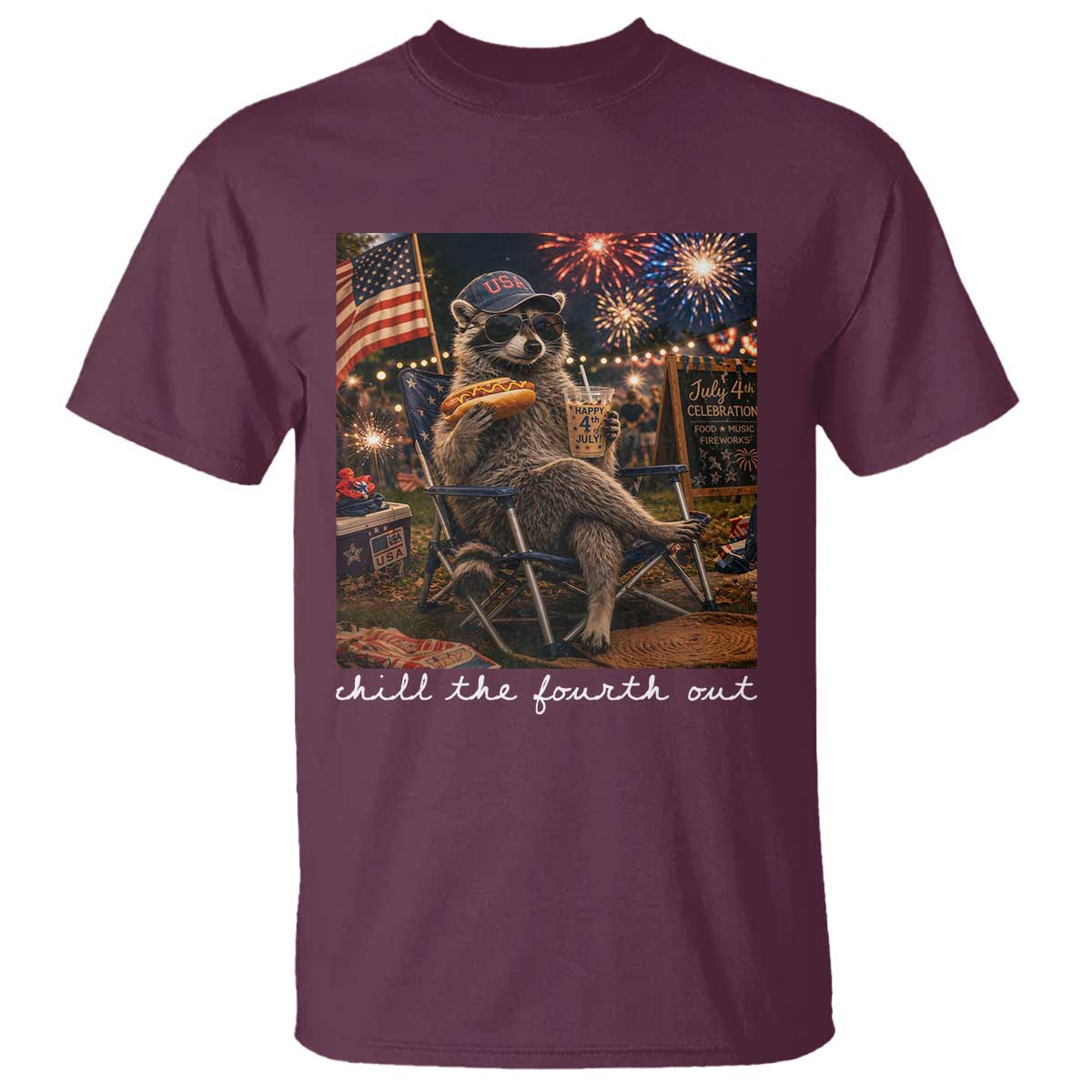 Funny Raccoon 4th of July T Shirt Chill The Fourth Out