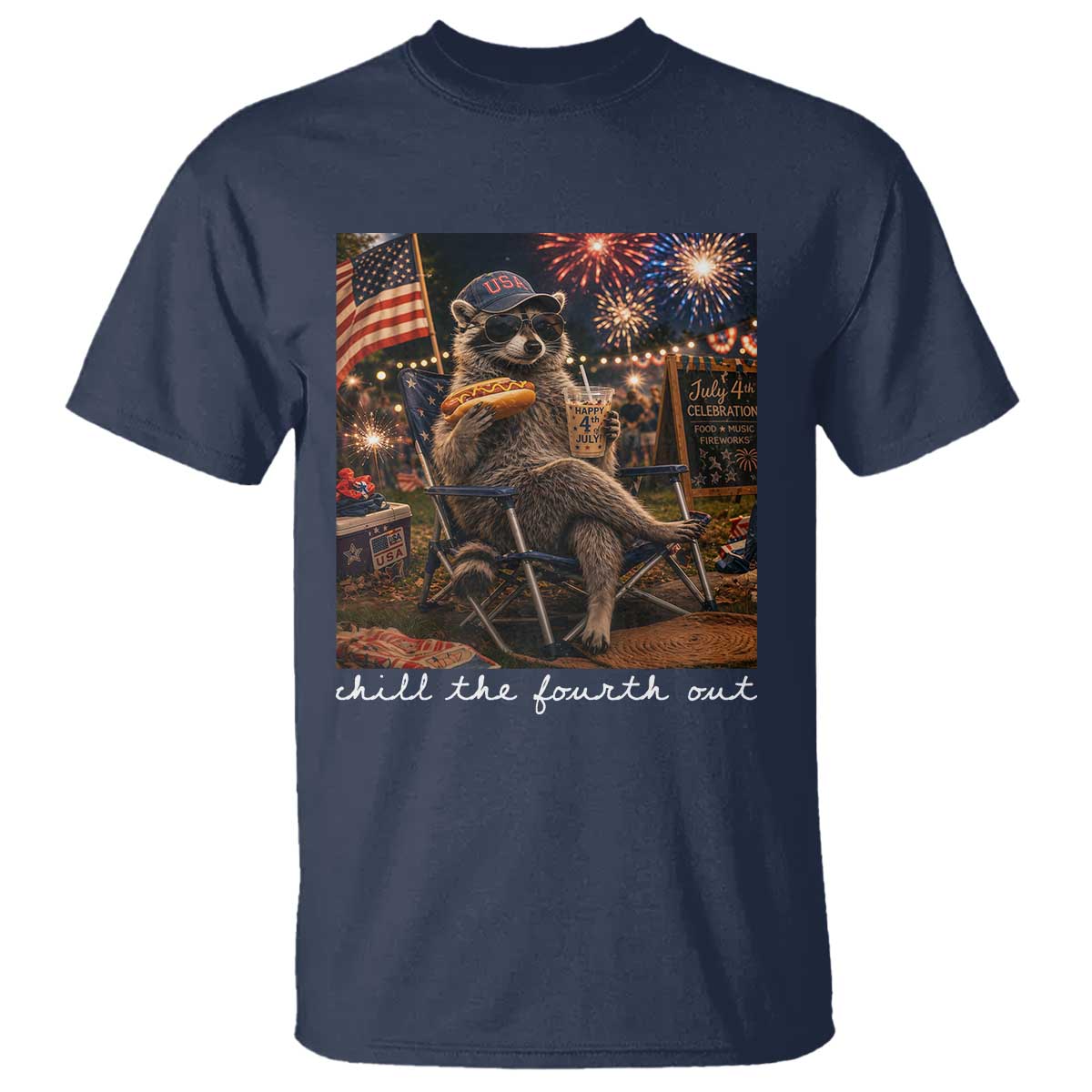 Funny Raccoon 4th of July T Shirt Chill The Fourth Out