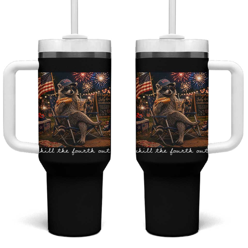 Funny Raccoon 4th of July Tumbler With Handle Chill The Fourth Out