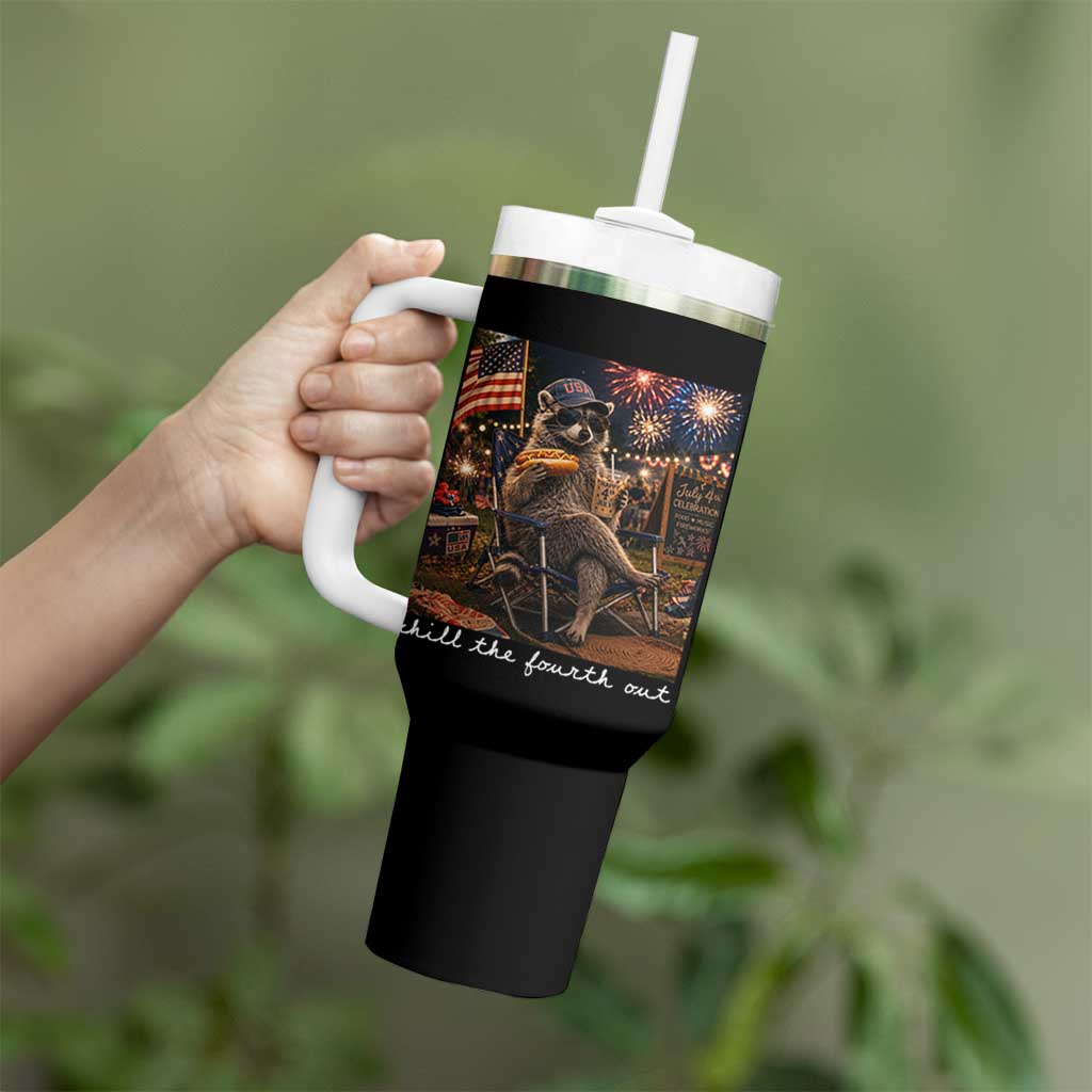 Funny Raccoon 4th of July Tumbler With Handle Chill The Fourth Out