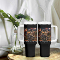 Funny Raccoon 4th of July Tumbler With Handle Chill The Fourth Out