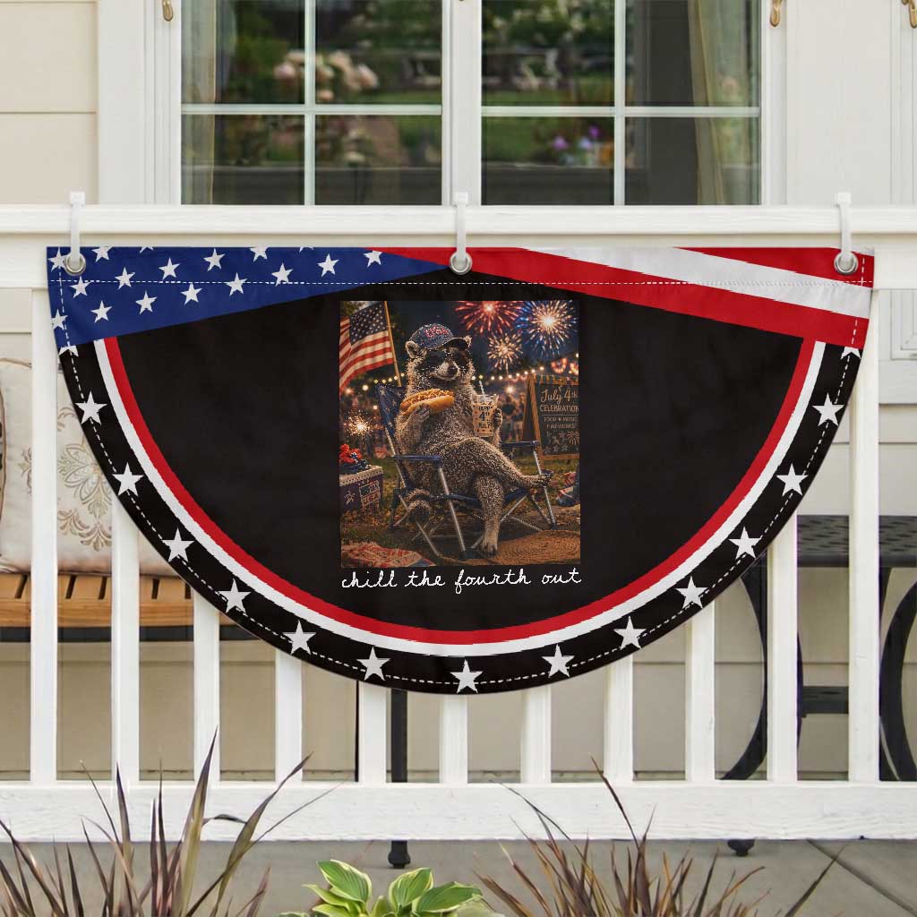 Funny Raccoon 4th of July Patriotic Fan Flag Chill The Fourth Out