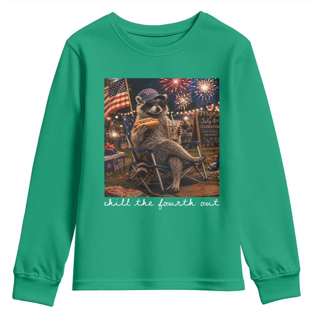 Funny Raccoon 4th of July Youth Sweatshirt Chill The Fourth Out